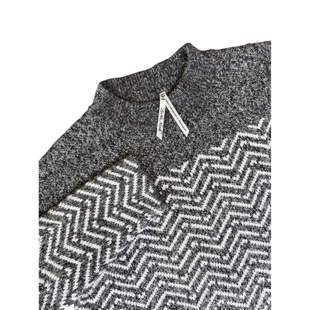 Leo‎ & Nicole Women's Gray Chevron Mock Neck Sweater Size XL